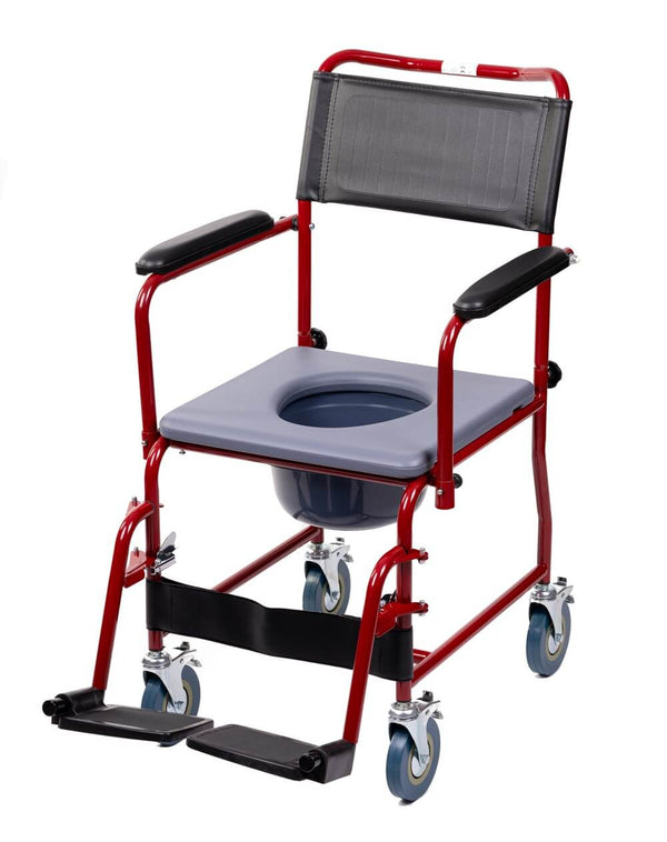 Fauteuil toilette mobile avec seau amovible et roulettes 12 cm