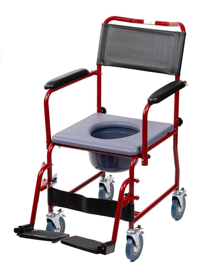 Fauteuil toilette mobile avec seau amovible et roulettes 12 cm