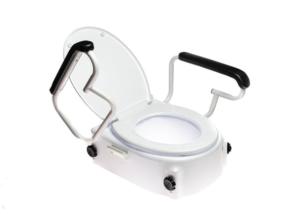 Rehausse de toilette avec accoudoirs, vue de face, hauteur 10 cm