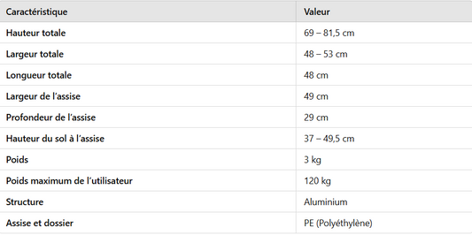 Tabouret de douche avec dossier AT51010