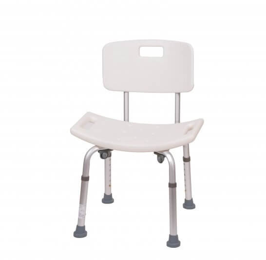 Tabouret de douche avec dossier – hauteur d’assise réglable 36–54 cm