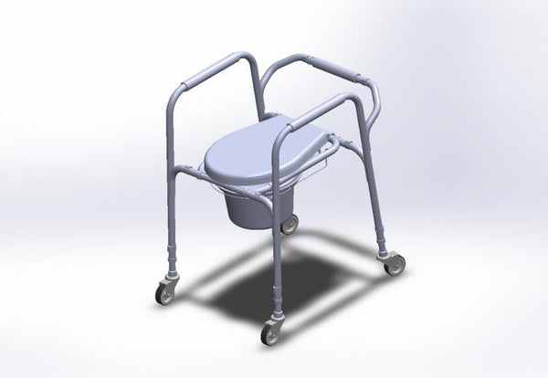Fauteuil toilette roulant en aluminium avec seau et couvercle